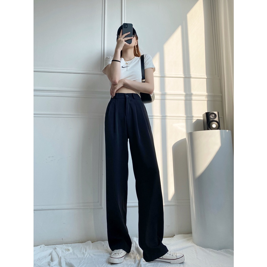Quần Ống Rộng  Dáng Suông Đứng Kiểu Culottes, Cạp Cao Ống Loe Phong Cách Hàn Quốc ZOZO Siêu Đẹp Hai Màu Đen, Kem Đủ size | BigBuy360 - bigbuy360.vn