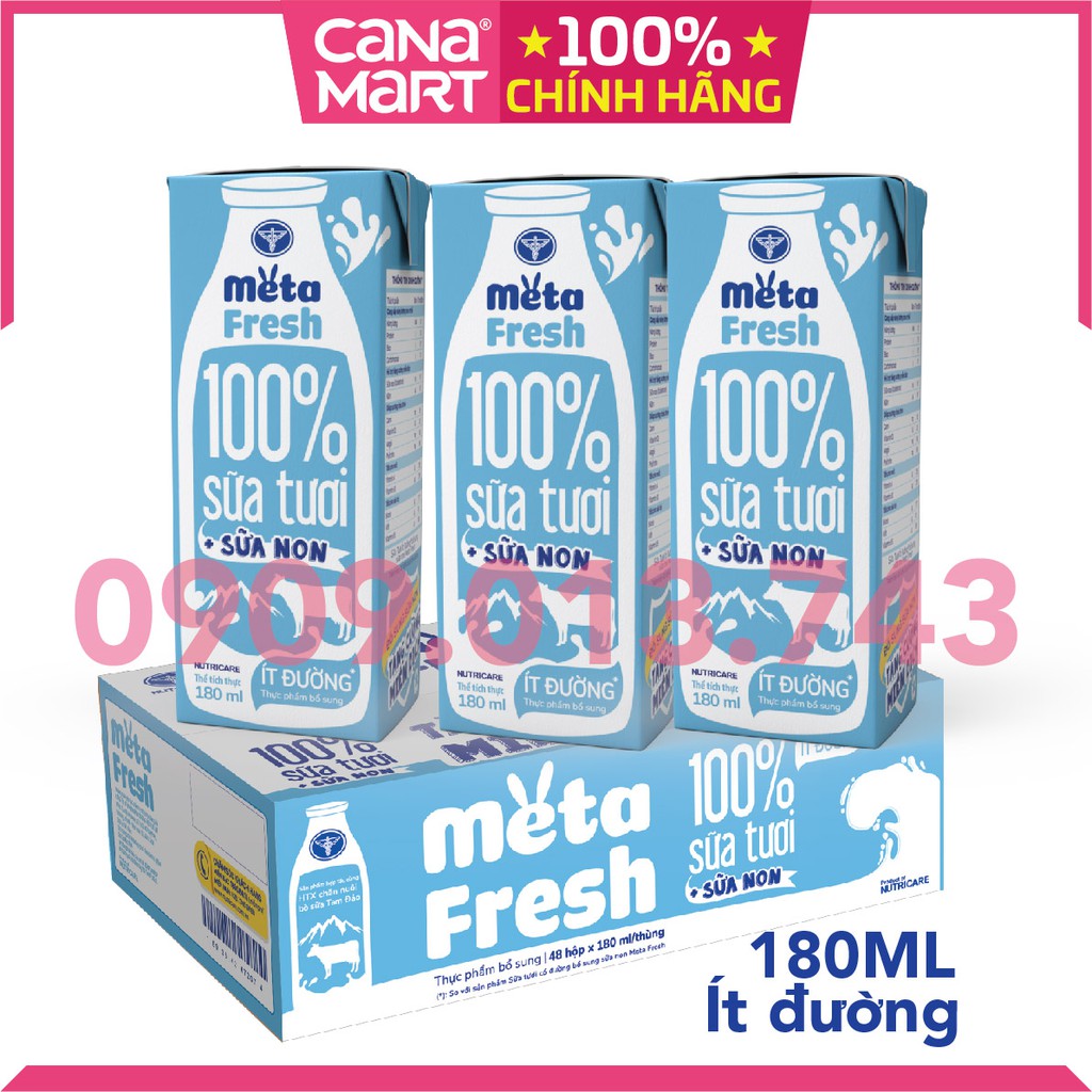 Thùng sữa tươi Nutricare Meta Fresh Ít Đường sữa non tăng cường miễn dịch