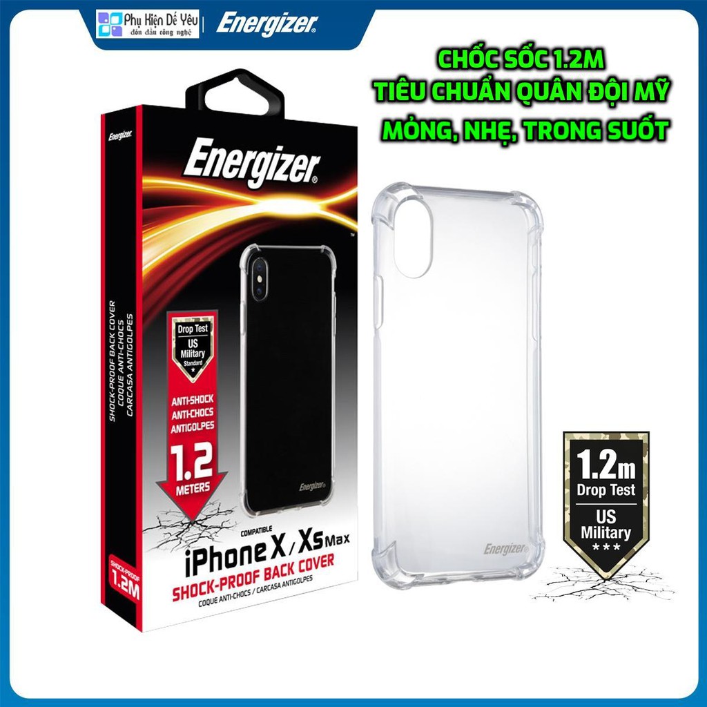 Ốp lưng chống sốc 1.2m Energizer CO12IP65 cho iPhone Xs Max [Chính hãng phân phối, nguyên seal]