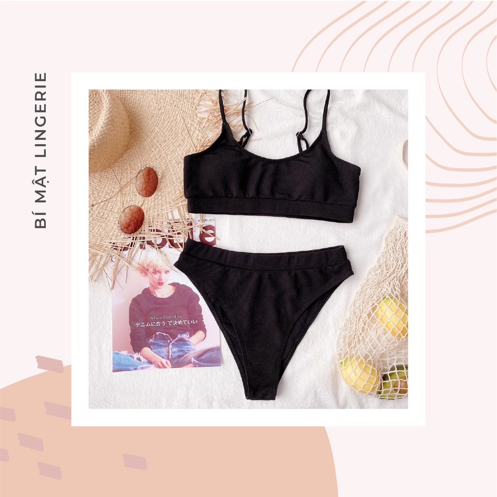 Bikini 2 mảnh cạp cao che bụng nhiều màu tôn da kín đáo che khuyết điểm