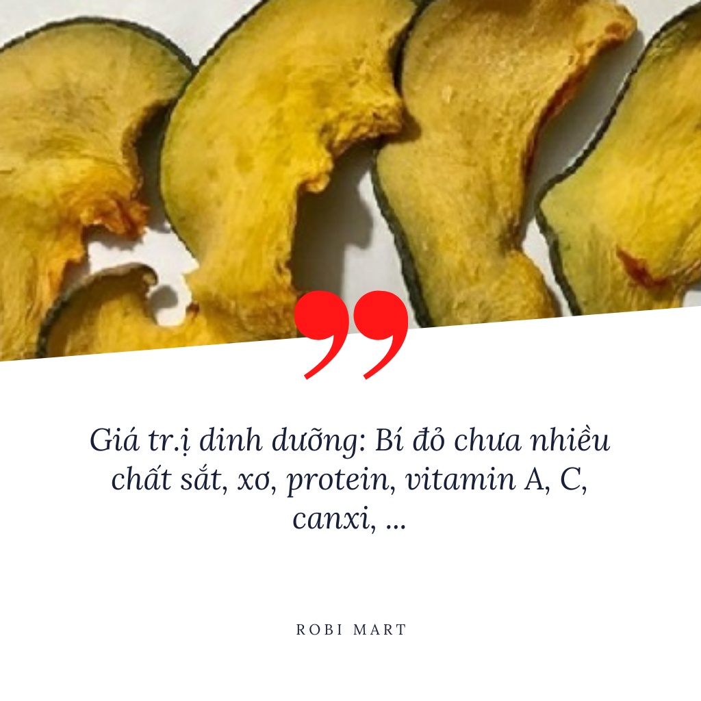 Bí đỏ thái lát sấy lạnh Robi Mart gói 100g - Lát đẹp hàng chính hãng