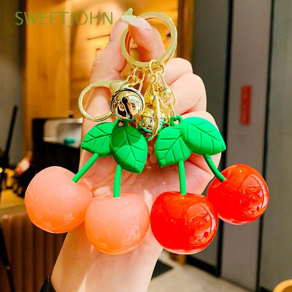 Sweetjojoh Móc Khóa Xe Hơi / Móc Khóa Hình Trái Cherry Hoạt Hình Đáng Yêu Sáng Tạo Cho Nữ