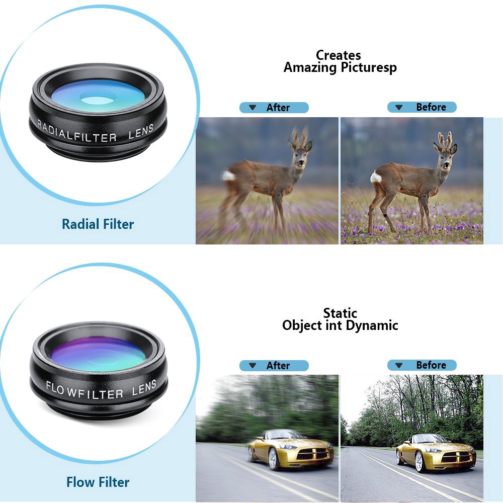 APEXEL 10in1 CellPhone Camera Lens Kit Wide Angle & Macro Lens + Fisheye Lens Telephoto Lens CPL / Lưu lượng / sao