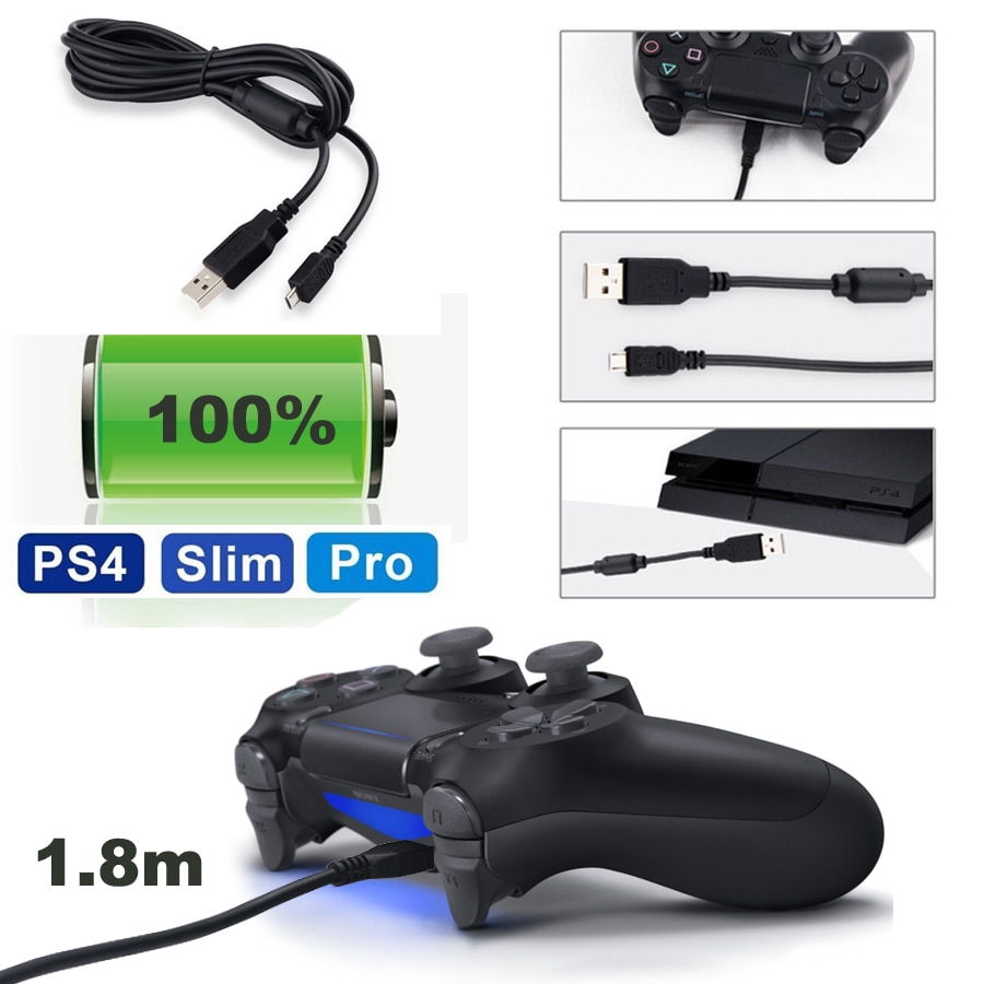 PS4 Slim Pro Bộ Điều Khiển Không Dây Cáp Dữ Liệu Sạc USB 1.8m Cho Sony Playstation 4 Play Station 4 