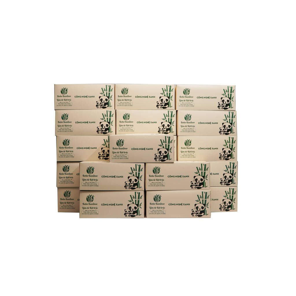 15 hộp giấy ăn gấu trúc BOBO BAMBOO cao cấp 180 tờ/hộp siêu dai