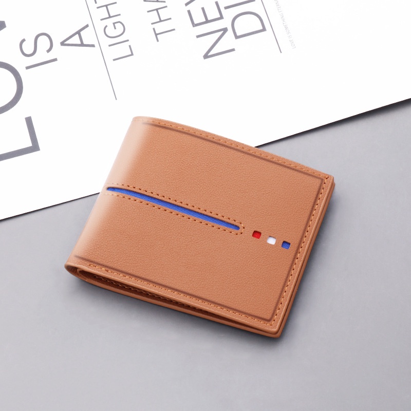 Ví da nam dáng ngắn siêu mỏng phối khóa kéo thời trang