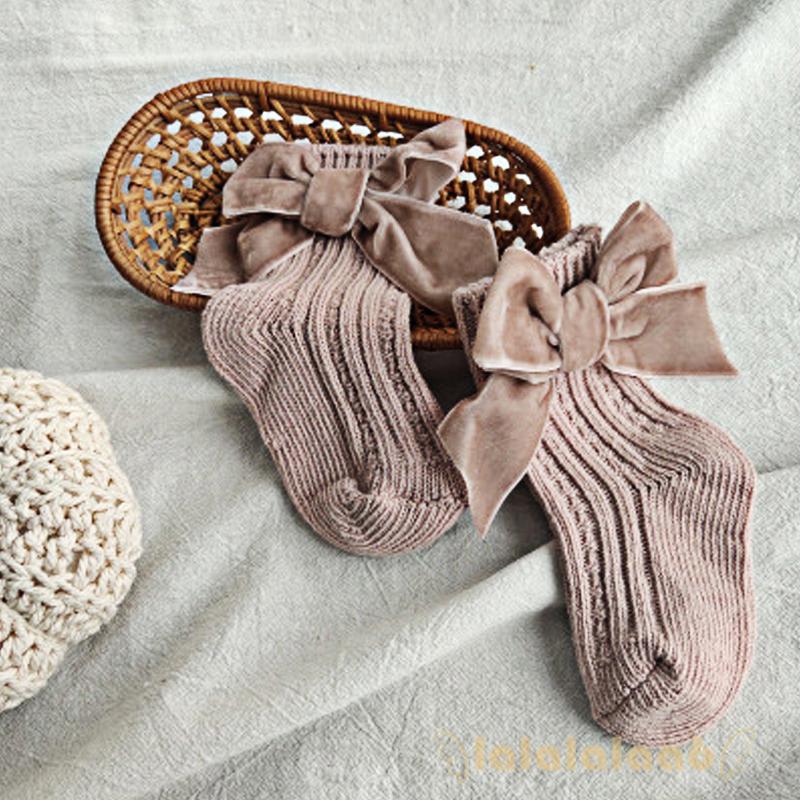 Tất Cotton Màu Hồng / Xám / Be / Cà Phê Dễ Thương Cho Bé Laa6