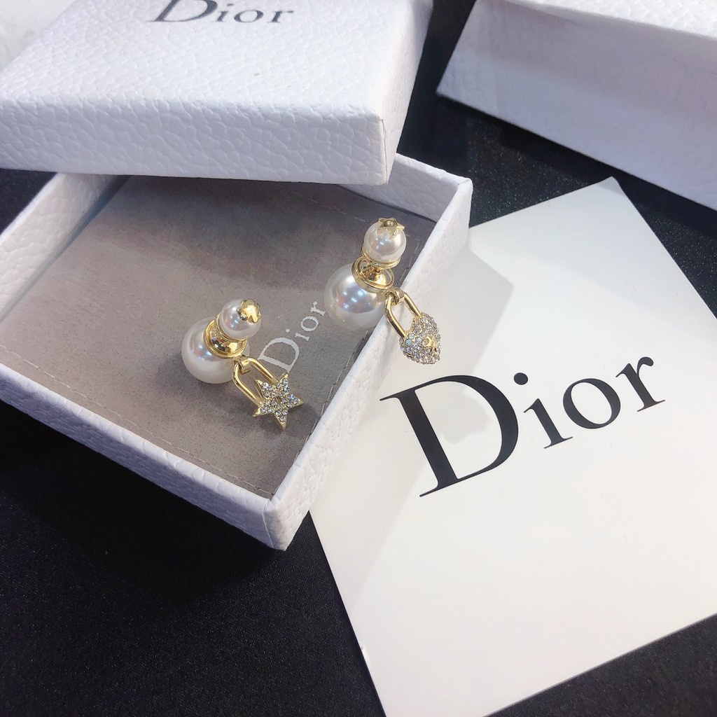Dior Bông Tai Hình Ngôi Sao / Trái Tim Đính Đá / Ngọc Trai Thời Trang Cho Nữ
