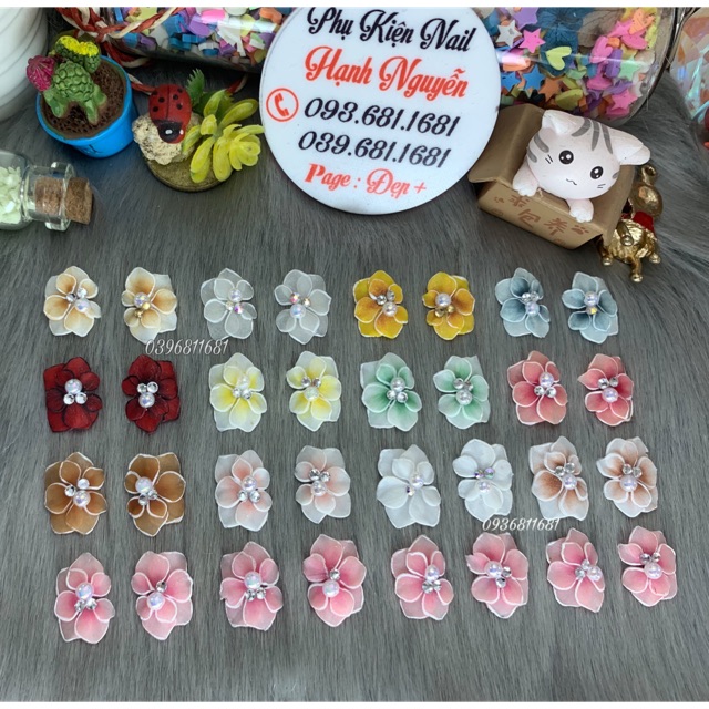 Set 2 bông Hoa bột ôm móng nail
