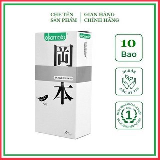 Bao Cao Su OKAMOTO SKINLESS SKIN PURITY (10bao/Hộp)Trắng Tinh Khiết - Nhập Khẩu Nhật Bản