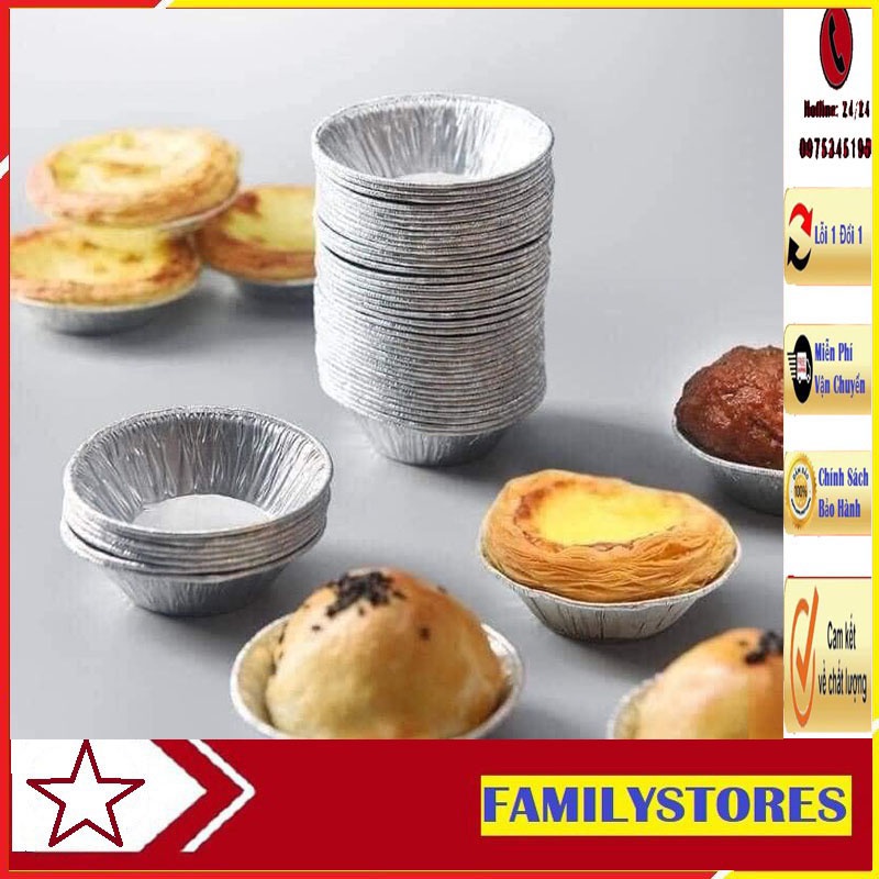 Set 100 Cốc Lá Nhôm Dùng 1 Lần Làm Bánh Trứng Tiện Lợi