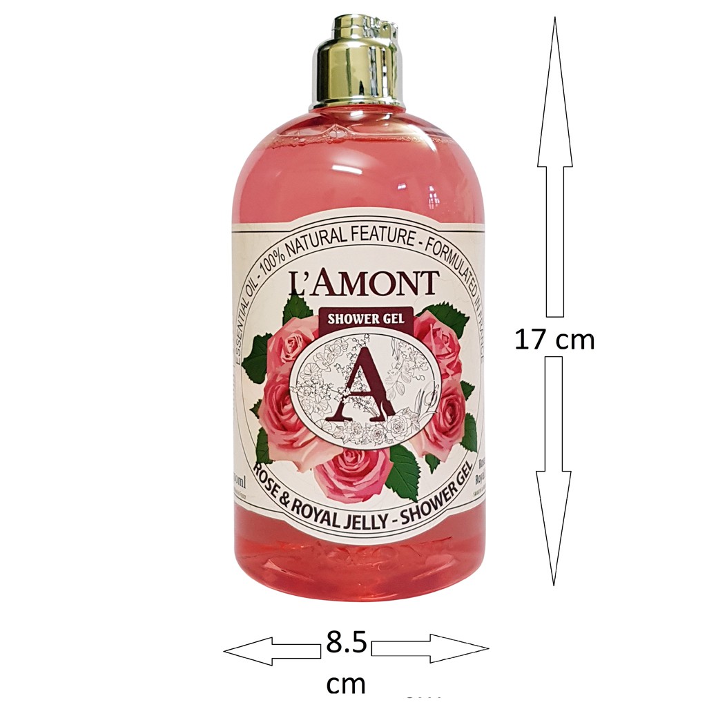 Combo Sữa Tắm và Sữa Dưỡng thể LAMONT En Provence Rose &amp; Honey Hương Hoa Hồng 500ml và 250ml