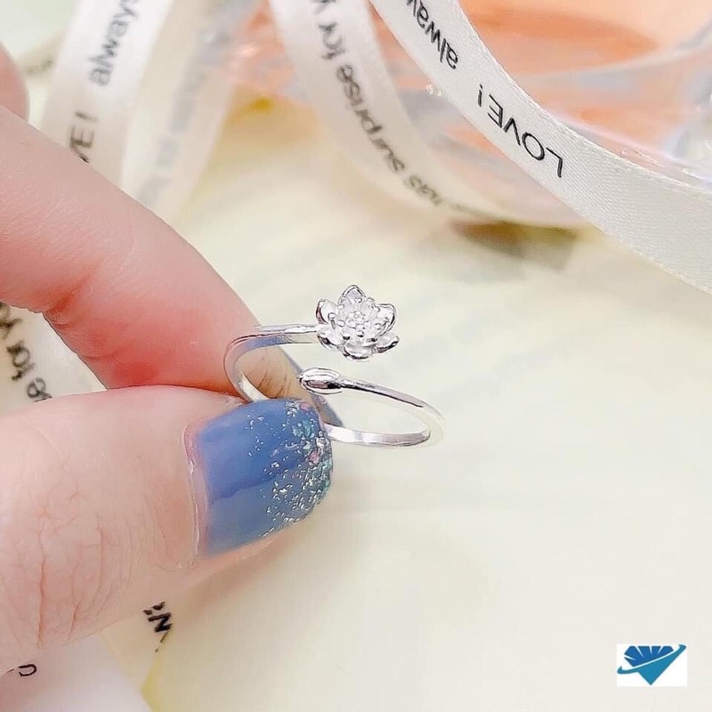 Nhẫn nữ bạc ta, nhẫn hoa sen dạng hở đeo mọi ngón tay - Kho sỉ bạc Nhất Linh