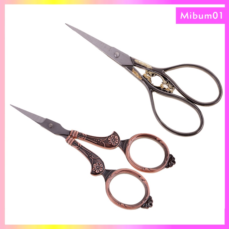 Set 2 Kéo Cắt Vải Hoa Bằng Thép Không Gỉ Phong Cách Vintage Màu Sắc