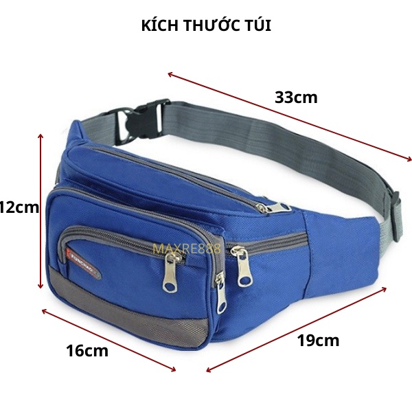 Túi đeo hông nam nữ V-star đeo chéo 6 ngăn tiện dụng vải cao cấp siêu dày chống thấm nước