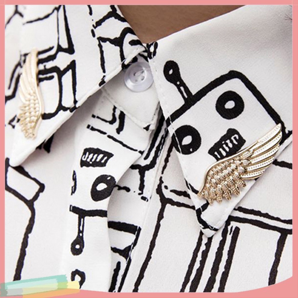 Bộ 2 Ghim Cài Áo Hình Đôi Cánh Đính Đá Lấp Lánh Thời Trang