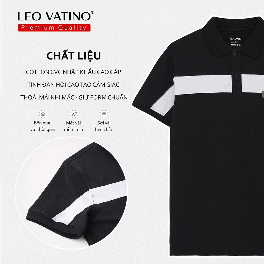 Áo polo nam Galvin Premium cotton cao cấp 95% phối thân cổ gắn tag Hợp kim Aluminum thun cổ bẻ PLGVPR06 - Leo Vatino
