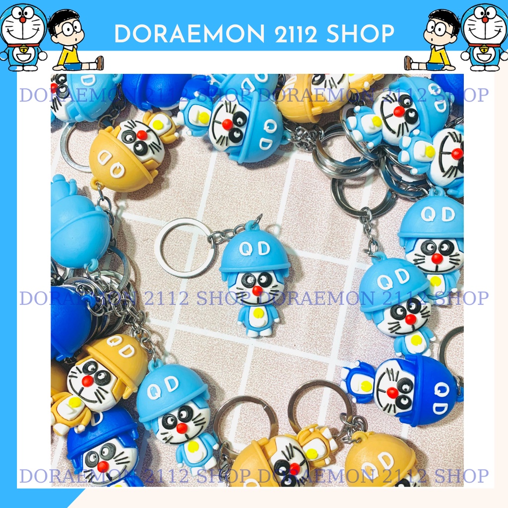 Móc khóa nhựa dẻo DORAEMON đội nón siêu cute