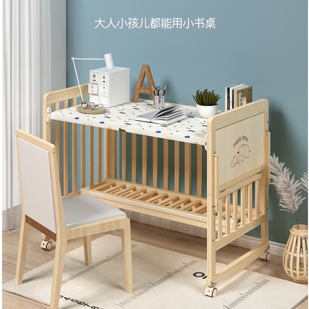 Cũi cho bé 6 chế độ đa năng size 60*105*90cm,  kèm màn với bánh xe di chuyển, cũi gỗ cho bé có thanh chắn giường
