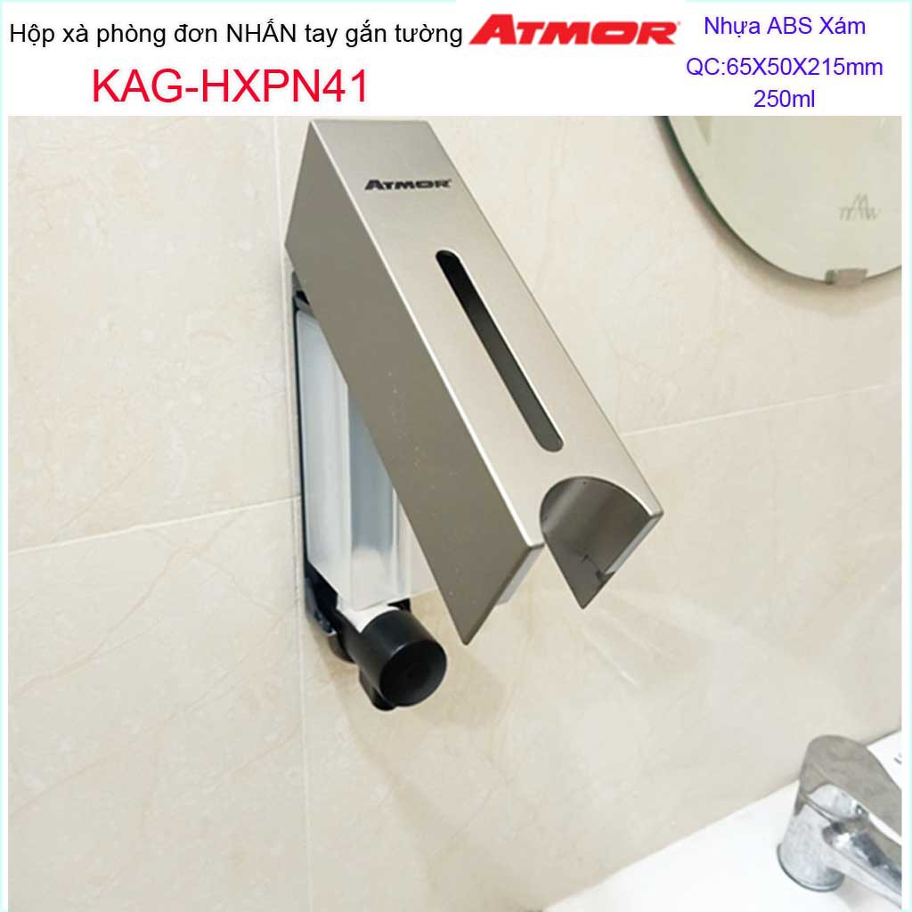 Hộp nhấn xà phòng Atmor KAG-HXPN41-Xám, hộp đựng xà phòng 250ml Dark grey nhấn êm thiết kế đẹp siêu bền