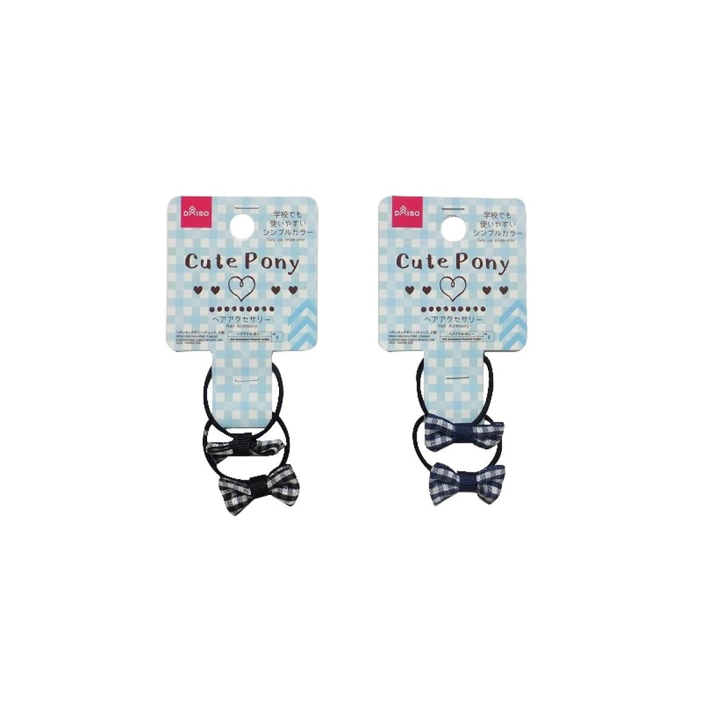 Daiso Dây Buộc Tóc Cho Bé 3.5X1X4.5Cm (Cái) Ribbon KiDaiso Pony Plaid 2 Pieces