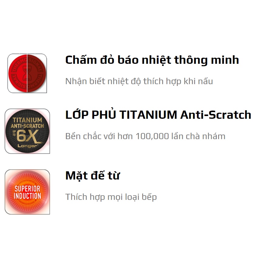 Chảo chiên Tefal Unlimited 22cm G2550302 - Tefal chính hãng sản xuất tại Pháp