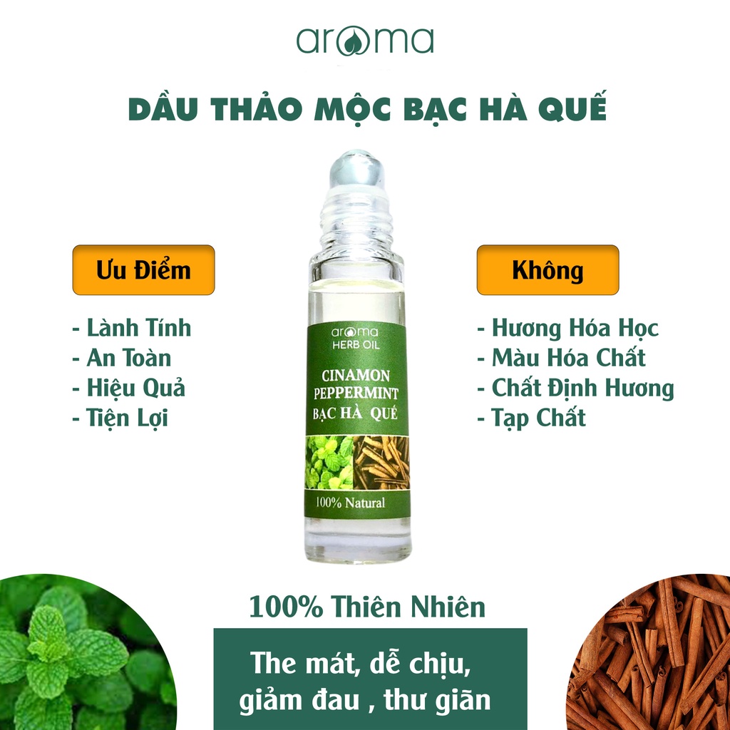 Dầu thảo mộc bạc hà Aroma - The mát, sảng khoái 9ml