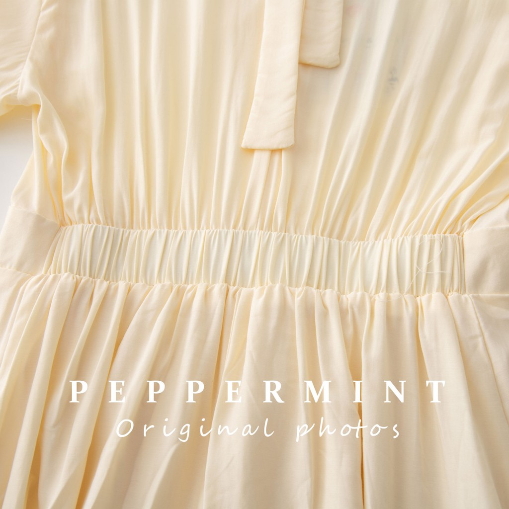 Đầm Nữ Tay Dài Cổ Chữ V Màu Trơn Phong Cách Hàn Quốc 42298