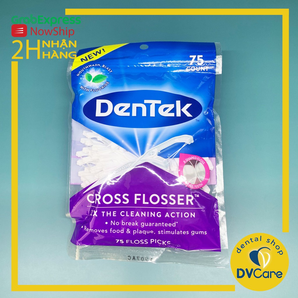 Tăm chỉ nha khoa chữ X DenTek Cross Flosser 75 cây [dvcareshop]