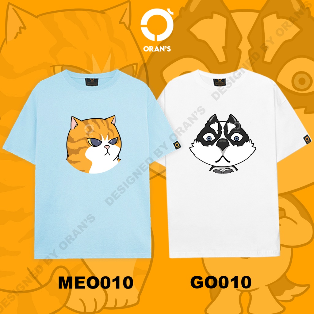 Áo thun đôi ORANS in hình chó Ngáo Husky và mèo Quàng thượng tay lỡ Oversize chất COTTON 4C, FULLBOX - ORAN'S TEE 10