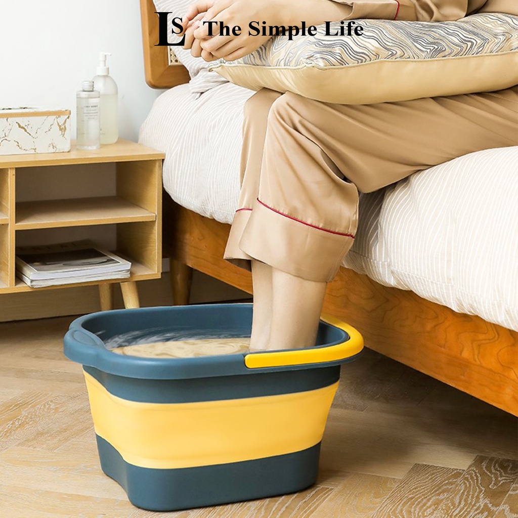 Chậu ngâm chân gấp gọn, thau, chậu, bồn ngâm chân massage có tay cầm thư giản bằng silicon cao cấp xếp gọn [CHÍNH HÃNG]