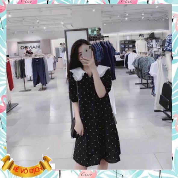 Váy bầu chấm bi cổ sen cao cấp💕thiết kế sang chảnh💕đầm bầu công sở chất liệu lụa chéo thái hàng loại 1 mát, mềm, mịn