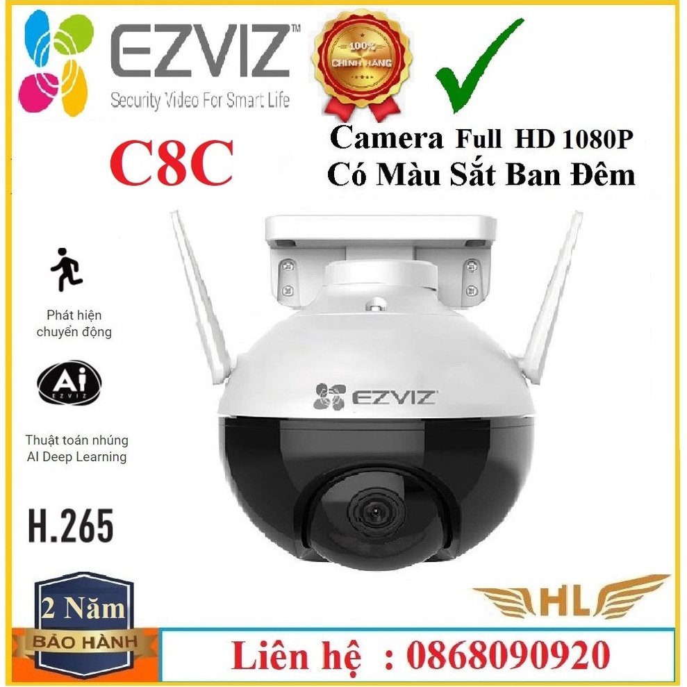 Camera Wifi Ngoài Trời Màu Đêm Ezviz C3N 2Mp Màu Đêm, C3WN 2Mp 1080P,Ezviz C8C PTZ,C4W,T30-10B-EU-Chính Hãng