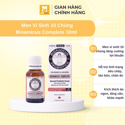 Men vi sinh Bioamicus Complete 10 chủng 10ml Bổ sung vitamin D3 và vitamin K2 cho răng, xương chắc khỏe - Herbaby