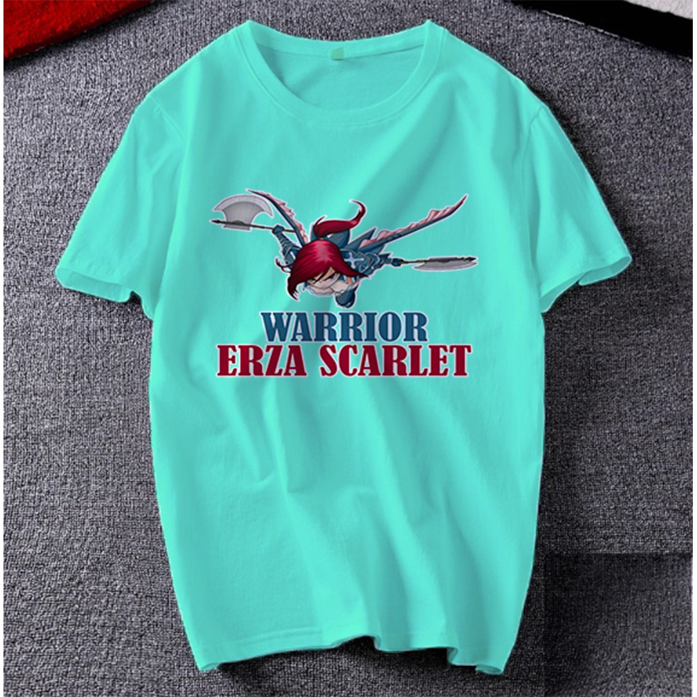 Áo thun Cotton Unisex - Nhân vật Erza Scarlet - Fairy Tail - Chibi - Erza Scarlet giáp rồng