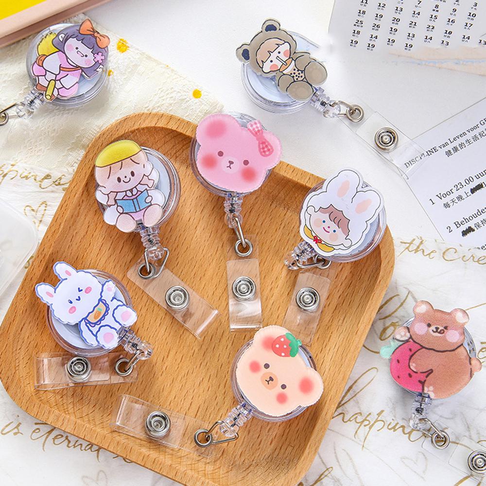 Kẹp Giữ Thẻ Xe Buýt Họa Tiết Hoạt Hình Có Thể Thu Gọn Tiện Dụng