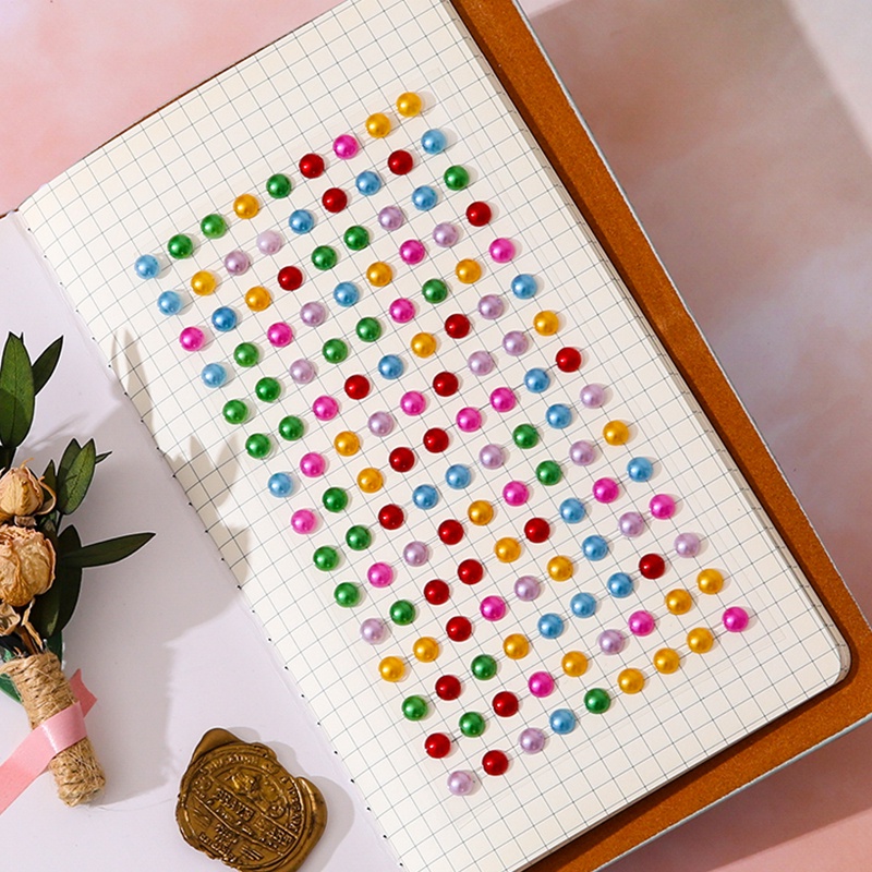 Miếng Dán Kim Cương Hạt cườm Ngọc Trai Nhân Tạo Dùng Trang Trí Sổ Bullet Journal