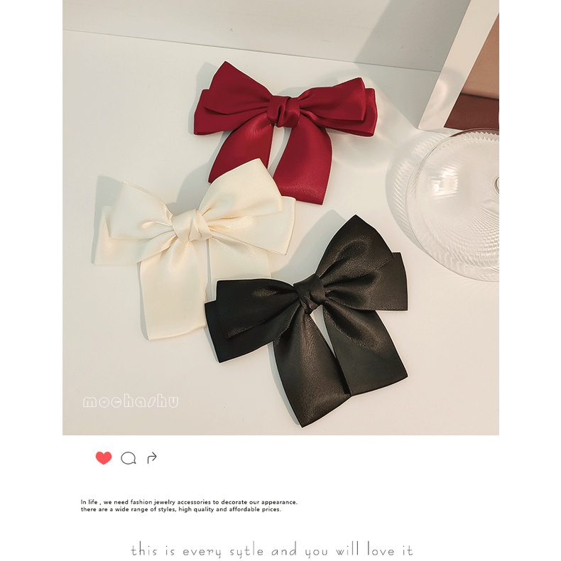 Kẹp tóc hình nơ vải satin phong cách vintage thời trang cho nữ
