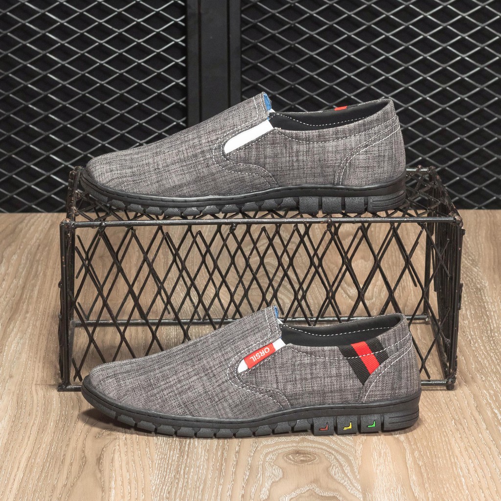 Giày lười nam ORSIL vải jeam màu xám | BigBuy360 - bigbuy360.vn