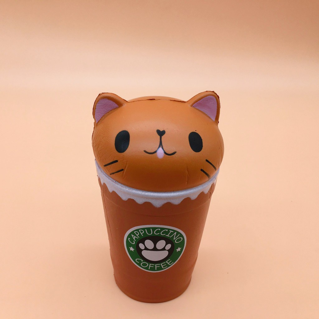 Squishy cốc cà phê mèo 14cm chính hãng Sanqi Elan có bao bì