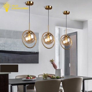 Đèn Thả Trần Phòng Ngủ THỦ ĐÔ LIGHTING Thiết Kế Khung Mạ Vàng, Chụp Đèn Thủy Tinh Hình Cầu Trong Suốt 1719-250