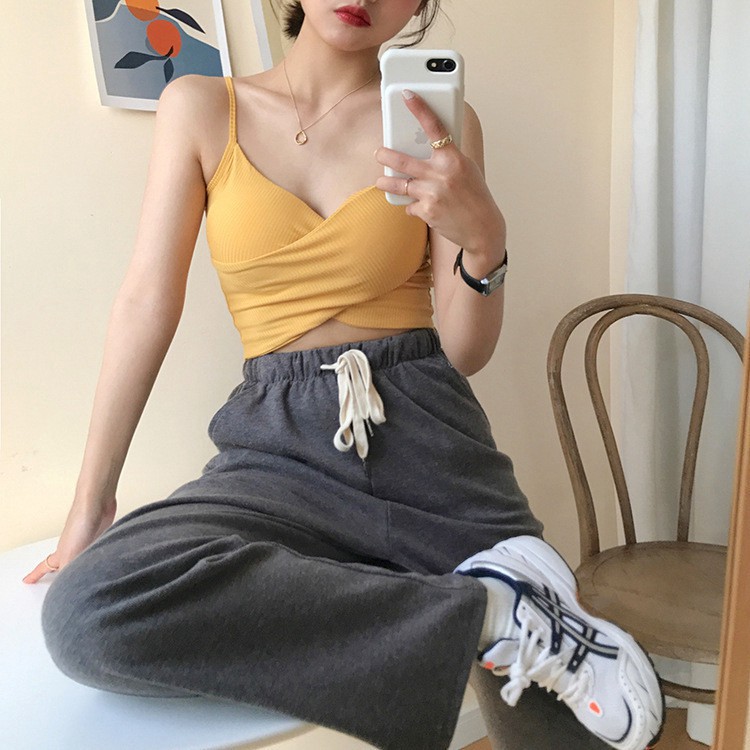 Áo croptop đắp chéo 2 dây💖Áo dáng ôm vừa vặn 💖 Thời trang hè 2021 | BigBuy360 - bigbuy360.vn