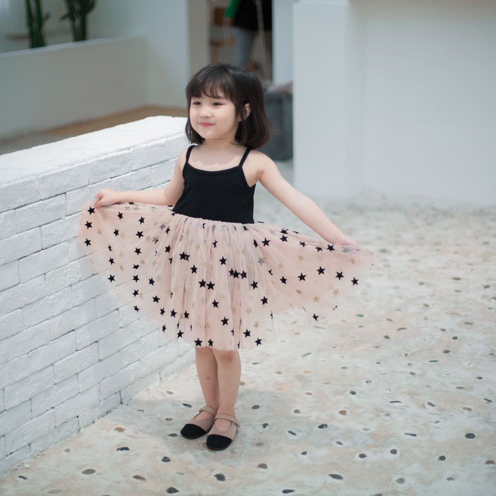 Đầm Công Chúa Không Tay Họa Tiết Ngôi Sao Dành Cho Bé Gái Từ 3-8 Tuổi