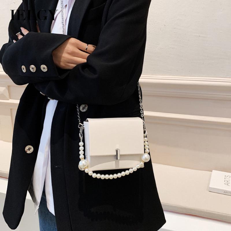 Túi Xách Đeo Vai Hình Vuông Nhỏ Cầm Tay Đính Ngọc Trai Đơn Giản Cho Nữ