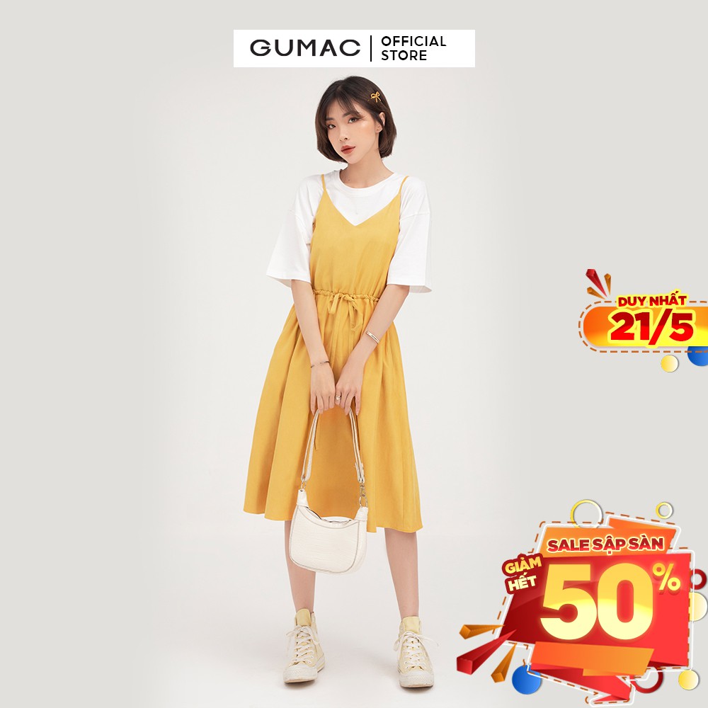 Đầm 2 dây nữ luồn eo GUMAC phong cách hàn quốc, năng động nhiều màu DB422 [Không bao gồm áo thun]