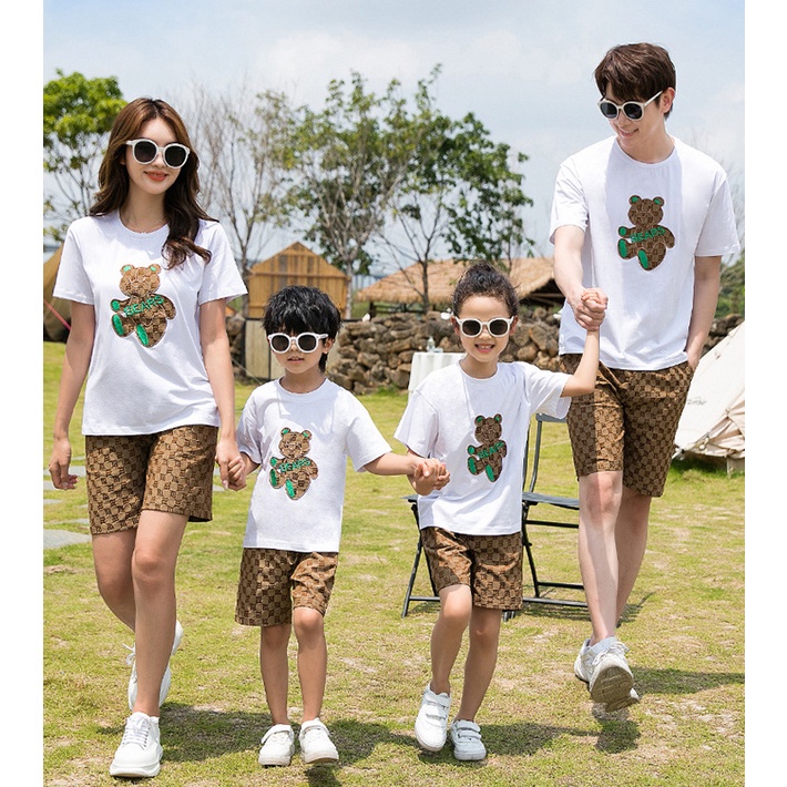 Áo gia đình Familylove - Mẫu Áo Quần cho gia đình Gấu Bear cực dễ thương chất liệu cotton 100% co giãn