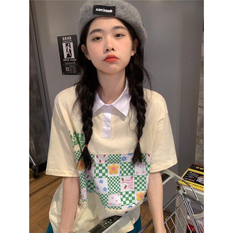 Áo polo Tay Ngắn Dáng Rộng Phong Cách Hàn Quốc Thời Trang Mùa Hè Cho Nữ