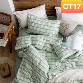 Bộ chăn ga gối Cotton TC Nhà Nhím Chăn ga gối sọc caro 4 món