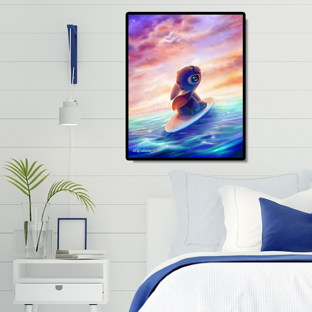 Bộ tranh đính đá 5D DIY hình hoạt hình Stitch nhiều màu để trang trí nhà