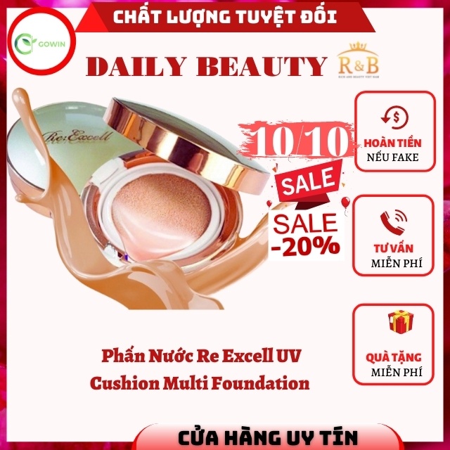 [SPA CAO CẤP]Phấn Phủ Re:Excell UV Cushion Multi Foundation Dưỡng Ẩm, Nâng Tone,Chống Nắng,Kiềm Dầu,Che Khuyết Điểm,Tốt